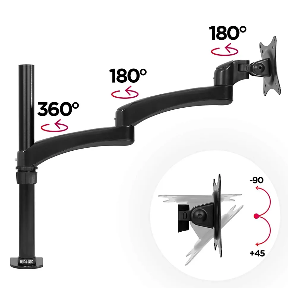 DM451X3 Support écran PC à pince pour bureau Bras de moniteur Rotatif Inclinable Pivotant Compatible VESA 75 100 Duronic
