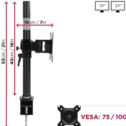 DM351X1 Support écran PC à pince pour bureau Bras de moniteur Rotatif Inclinable Pivotant Compatible VESA 75 100 Duronic