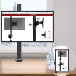 DM351X1 Support écran PC à pince pour bureau Bras de moniteur Rotatif Inclinable Pivotant Compatible VESA 75 100 Duronic