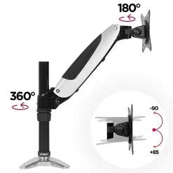 DM651X2 Support écran PC à pince pour bureau Bras de moniteur Rotatif Inclinable Pivotant Compatible VESA 75 100 Duronic