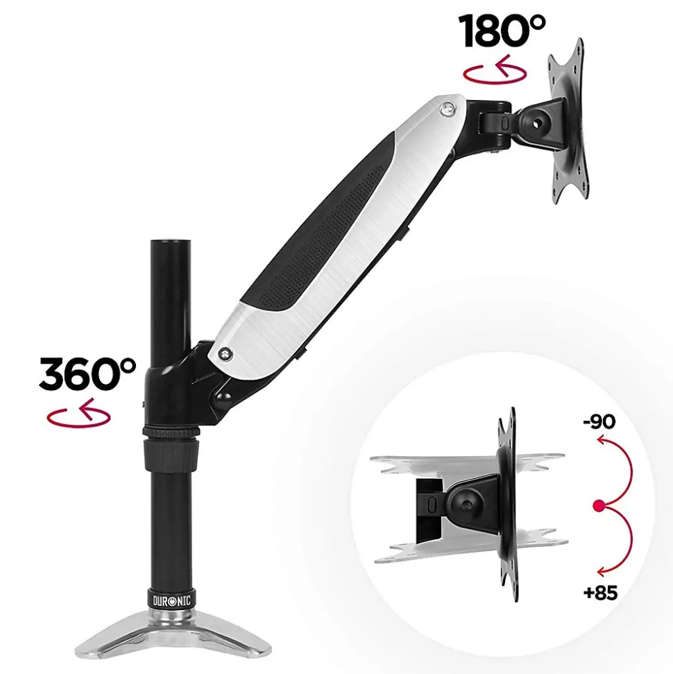 DM651X2 Support écran PC à pince pour bureau Bras de moniteur Rotatif Inclinable Pivotant Compatible VESA 75 100 Duronic