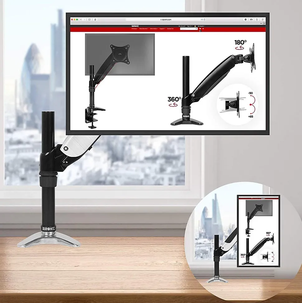 DM651X2 Support écran PC à pince pour bureau Bras de moniteur Rotatif Inclinable Pivotant Compatible VESA 75 100 Duronic
