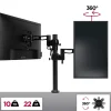 DM351X2 Support écran PC à pince pour bureau Bras de moniteur Rotatif Inclinable Pivotant compatible VESA 75 100 Duronic