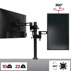 DM351X2 Support écran PC à pince pour bureau Bras de moniteur Rotatif Inclinable Pivotant compatible VESA 75 100 Duronic