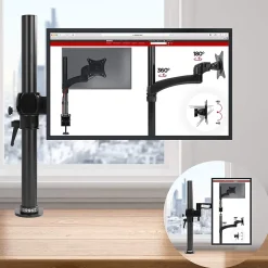 DM351X2 Support écran PC à pince pour bureau Bras de moniteur Rotatif Inclinable Pivotant compatible VESA 75 100 Duronic