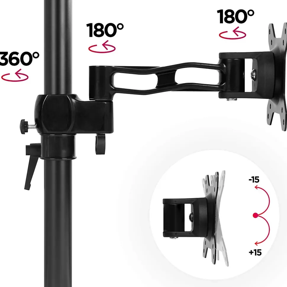 DM351X2 Support écran PC à pince pour bureau Bras de moniteur Rotatif Inclinable Pivotant compatible VESA 75 100 Duronic