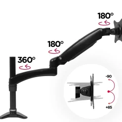DM551X2 Support écran PC à pince pour bureau Bras de moniteur Rotatif Inclinable Pivotant Compatible VESA 75 100 Duronic