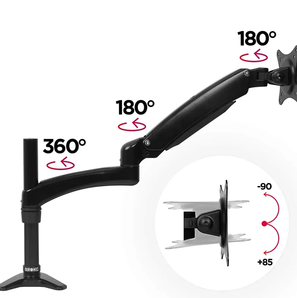 DM551X2 Support écran PC à pince pour bureau Bras de moniteur Rotatif Inclinable Pivotant Compatible VESA 75 100 Duronic