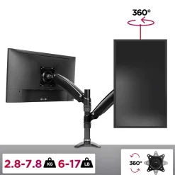 DM551X2 Support écran PC à pince pour bureau Bras de moniteur Rotatif Inclinable Pivotant Compatible VESA 75 100 Duronic