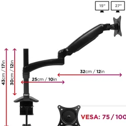 DM551X2 Support écran PC à pince pour bureau Bras de moniteur Rotatif Inclinable Pivotant Compatible VESA 75 100 Duronic