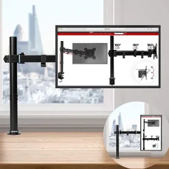 DM151X3 Support écran PC à pince pour bureau Bras de moniteur Rotatif Inclinable Pivotant Compatible VESA 75 100 Duronic