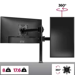 DM251X2 Support écran PC à pince pour bureau Bras de moniteur Rotatif Inclinable Pivotant Compatible VESA 75 100 Duronic