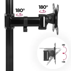 DM251X2 Support écran PC à pince pour bureau Bras de moniteur Rotatif Inclinable Pivotant Compatible VESA 75 100 Duronic