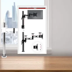 DM251X3 WE Support écran PC à pince pour bureau Bras de moniteur Rotatif Inclinable Pivotant Compatible VESA 75 100 Duronic