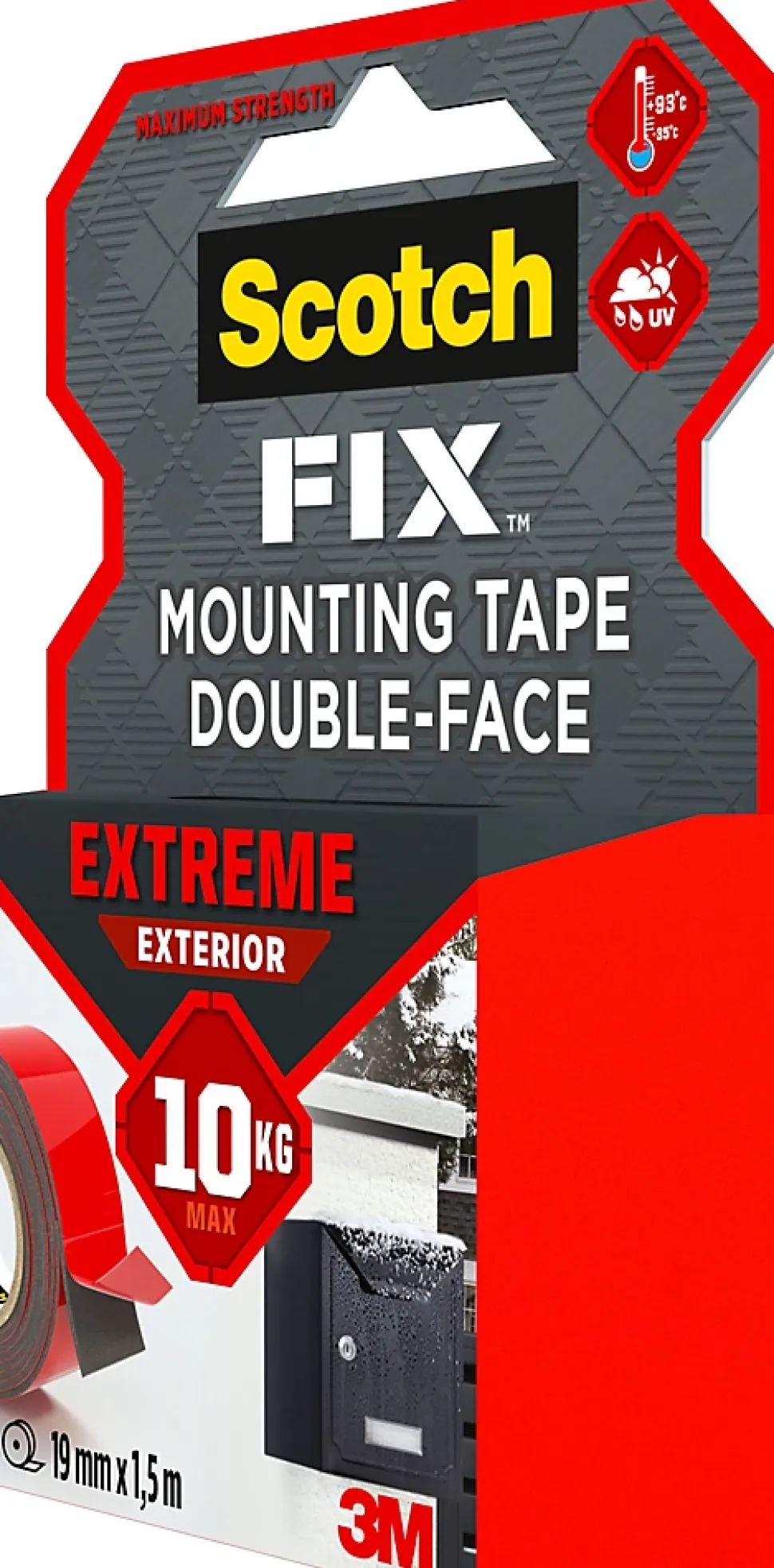 Double face intérieur Scotch Extrême 19 mm x 1.5 m noir, 10 kg