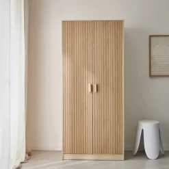 Dressing. armoire. 2 portes avec penderie et rangements LINEAR. panneaux stratifiés et pied en bois de sapin L 80 x P 48 x H 180cm