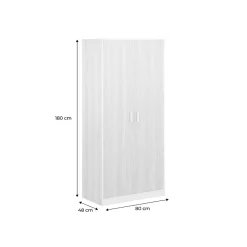 Dressing. armoire. 2 portes avec penderie et rangements LINEAR. panneaux stratifiés et pied en bois de sapin L 80 x P 48 x H 180cm