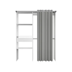 Dressing ARTIC avec rideau - Blanc - 1 colonne + 2 penderies + 1 tiroir - EKIPA