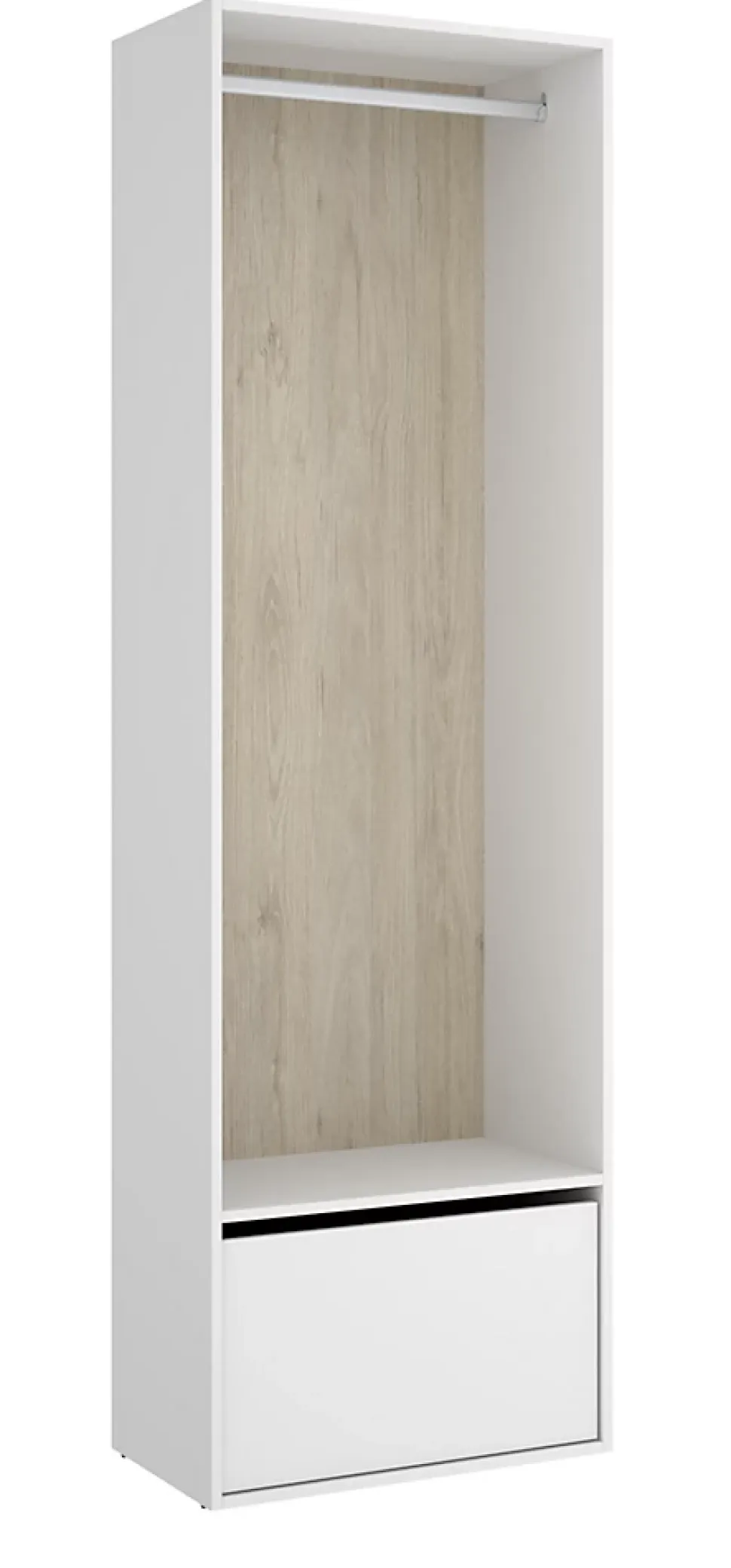 Dressing avec porte chaussure et fond d'arrière réversible coloris chêne naturel, blanc