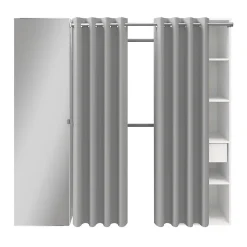 Dressing avec rideau et porte miroir blanc GoodHome Atomia H. 187,5 x L. 200 x P. 45 cm