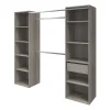 Dressing avec rideau et porte miroir effet chêne grisé GoodHome Atomia H. 187,5 x L. 200 x P. 45 cm