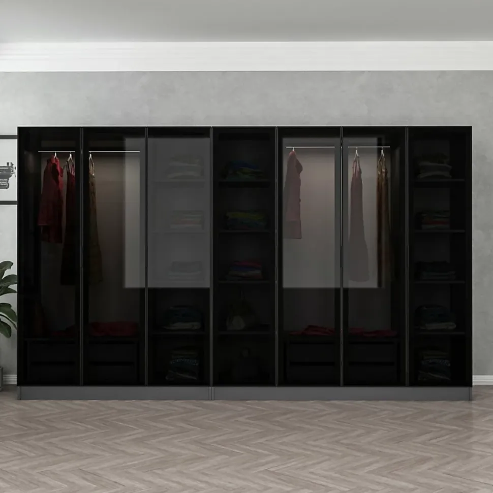Dressing avec étagères et penderies - 21 espaces de stockage - 315 X 210 X 52 cm - MONTMARTRE