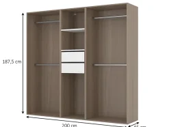 Dressing bicolore 4 penderies et 2 tiroirs GoodHome Atomia H. 187,5 x L. 200 x P. 45 cm
