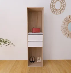 Dressing bicolore 2 tiroirs GoodHome Atomia H. 187,5 x L. 50 x P. 45 cm