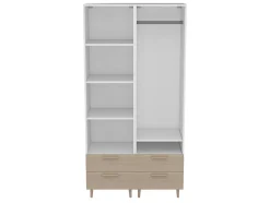 Dressing bicolore sur pieds 4 tiroirs chambre enfant GoodHome Atomia H. 198,5 x L. 100 x P. 45 cm
