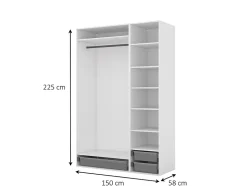 Dressing blanc 3 paniers GoodHome Atomia H. 225 x L. 150 x P. 58 cm