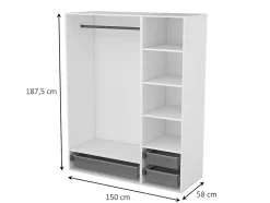 Dressing blanc 3 paniers GoodHome Atomia H. 187,5 x L. 150 x P. 58 cm