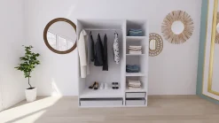 Dressing blanc 3 paniers GoodHome Atomia H. 187,5 x L. 150 x P. 58 cm