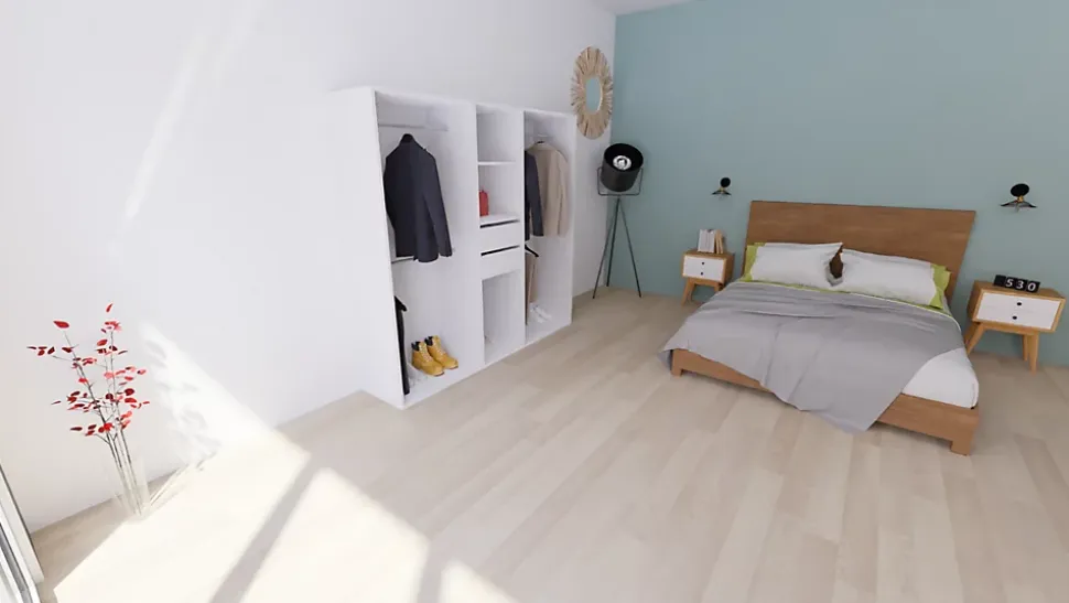 Dressing blanc 4 penderies et 2 tiroirs GoodHome Atomia H. 187,5 x L. 200 x P. 45 cm