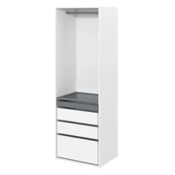 Dressing blanc 4 tablettes 3 tiroirs GoodHome Atomia H. 225 x L. 75 x P. 58 cm