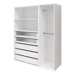 Dressing blanc 2 tablettes 5 tiroirs GoodHome Atomia H. 187,5 x L. 150 x P. 58 cm