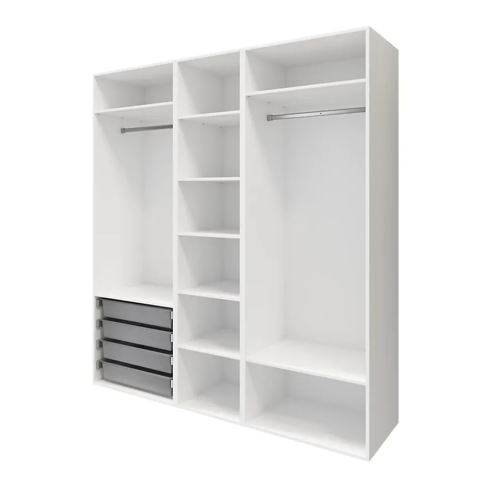 Dressing blanc 6 tablettes 4 paniers GoodHome Atomia H. 225 x L. 200 x P. 58 cm