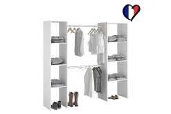 Dressing blanc 6 étagères, 2 penderies 198 x 40 x 180 cm - ELYSEE