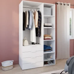 Dressing blanc 4 tiroirs GoodHome Atomia H. 225 x L. 125 x P. 58 cm