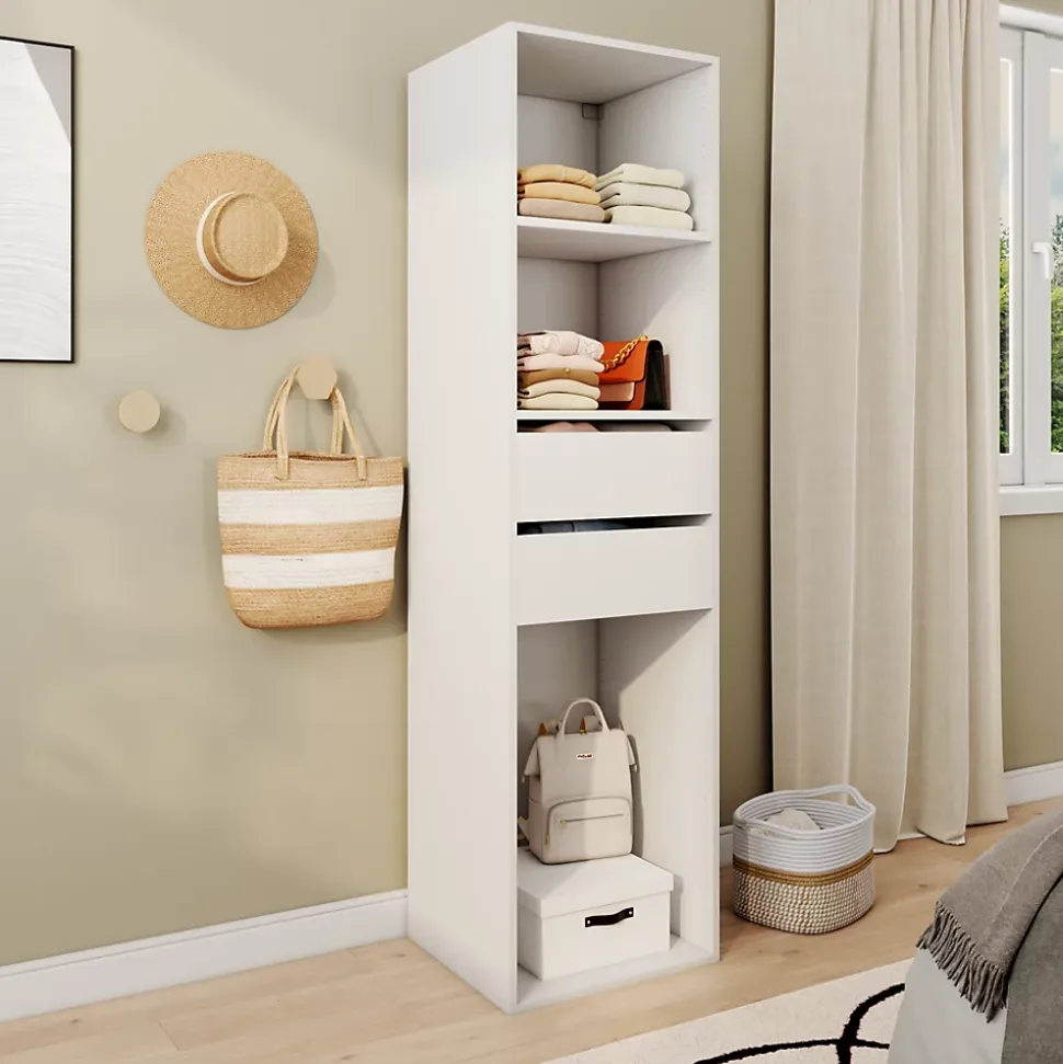 Dressing blanc 2 tiroirs GoodHome Atomia H. 187,5 x L. 50 x P. 45 cm