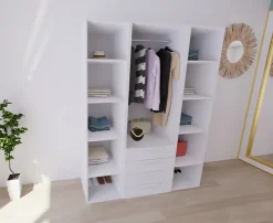 Dressing blanc 4 tiroirs GoodHome Atomia H. 225 x L. 175 x P. 58 cm