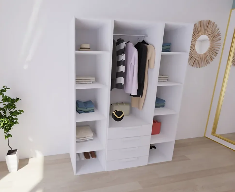 Dressing blanc 4 tiroirs GoodHome Atomia H. 225 x L. 175 x P. 58 cm