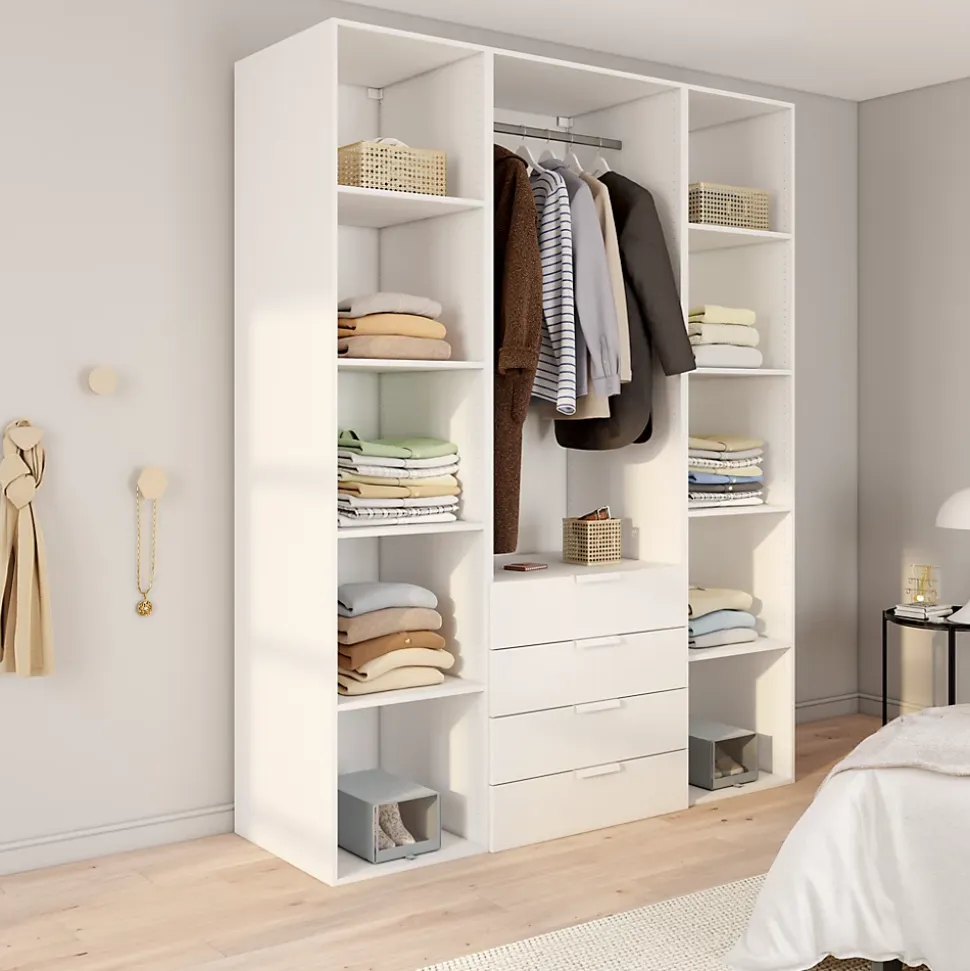Dressing blanc 4 tiroirs GoodHome Atomia H. 225 x L. 175 x P. 58 cm