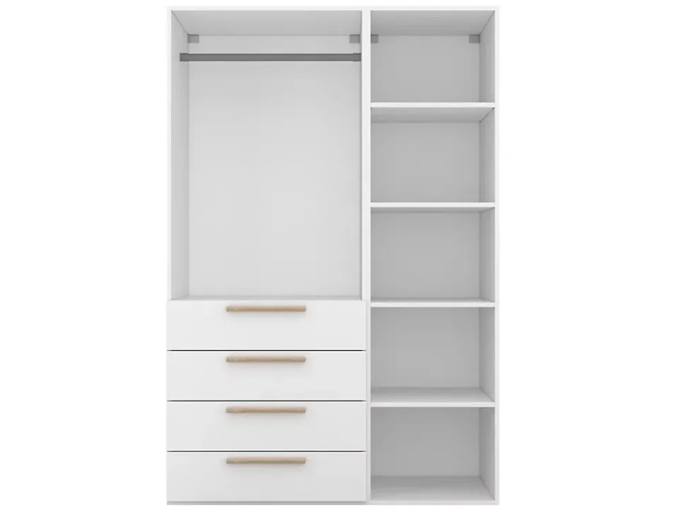 Dressing blanc 4 tiroirs GoodHome Atomia H. 187,5 x L. 125 x P. 58 cm