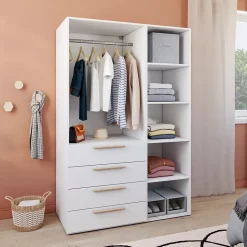 Dressing blanc 4 tiroirs GoodHome Atomia H. 187,5 x L. 125 x P. 58 cm