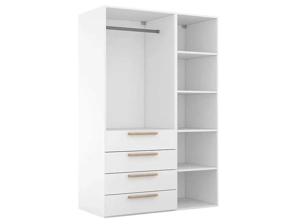 Dressing blanc 4 tiroirs GoodHome Atomia H. 187,5 x L. 125 x P. 58 cm