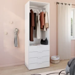 Dressing blanc 4 tiroirs GoodHome Atomia H. 225 x L. 75 x P. 58 cm