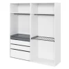 Dressing blanc avec porte pantalon 4 tablettes 3 tiroirs GoodHome Atomia H. 225 x L. 200 x P. 58 cm