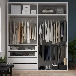 Dressing blanc avec porte-pantalons GoodHome Atomia H. 225 x L. 200 x P. 58 cm
