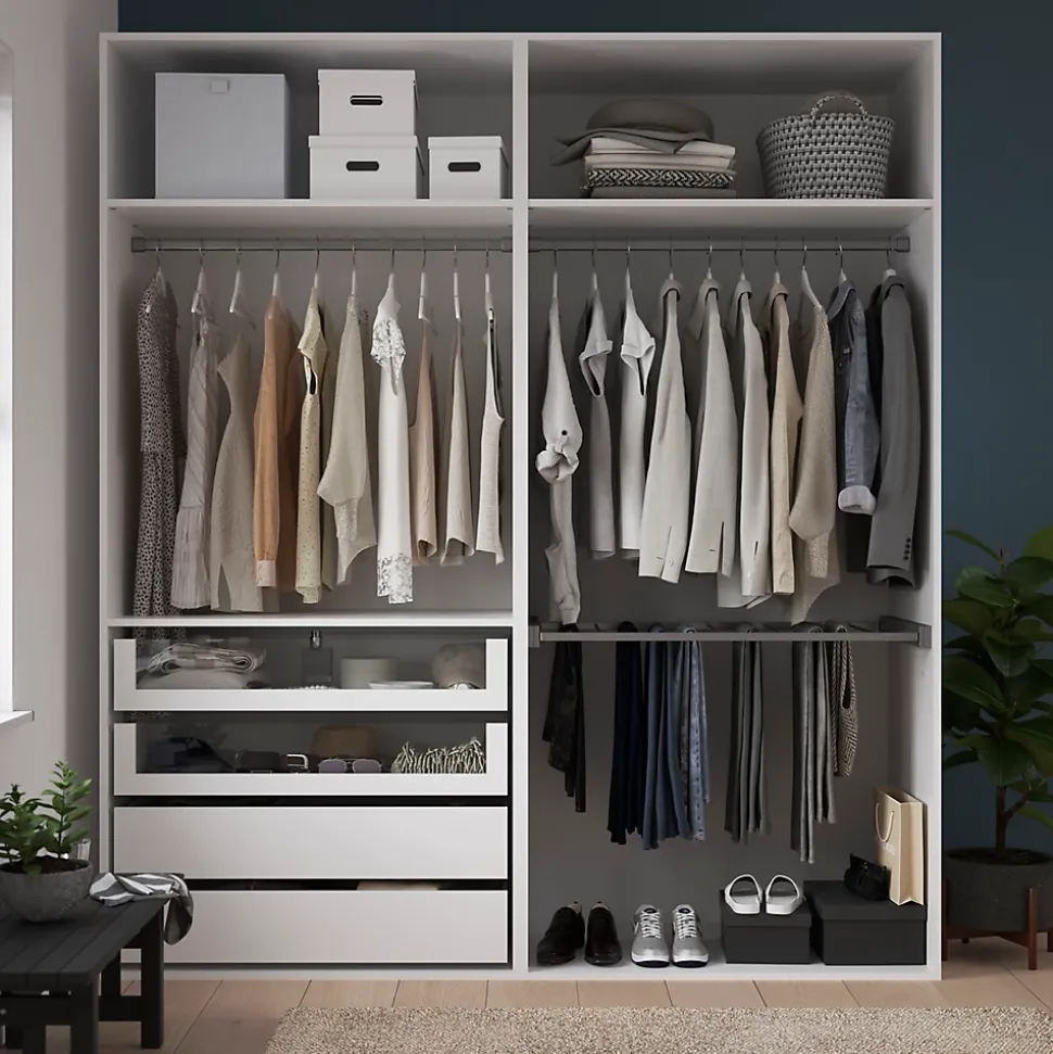 Dressing blanc avec porte-pantalons GoodHome Atomia H. 225 x L. 200 x P. 58 cm