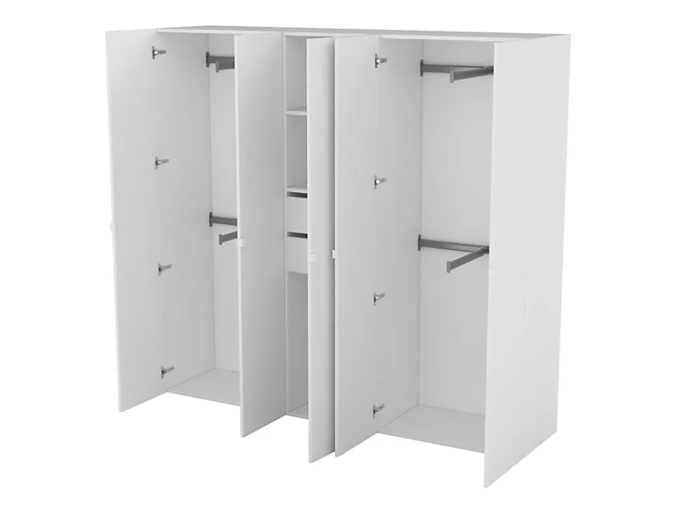Dressing blanc avec porte 4 penderies et 2 tiroirs GoodHome Atomia H. 187,5 x L. 200 x P. 45 cm